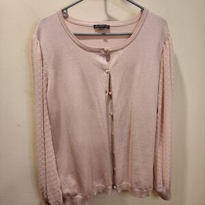 Adrianna Papell Blush Knit Top Bottom Down Cardigan Size L